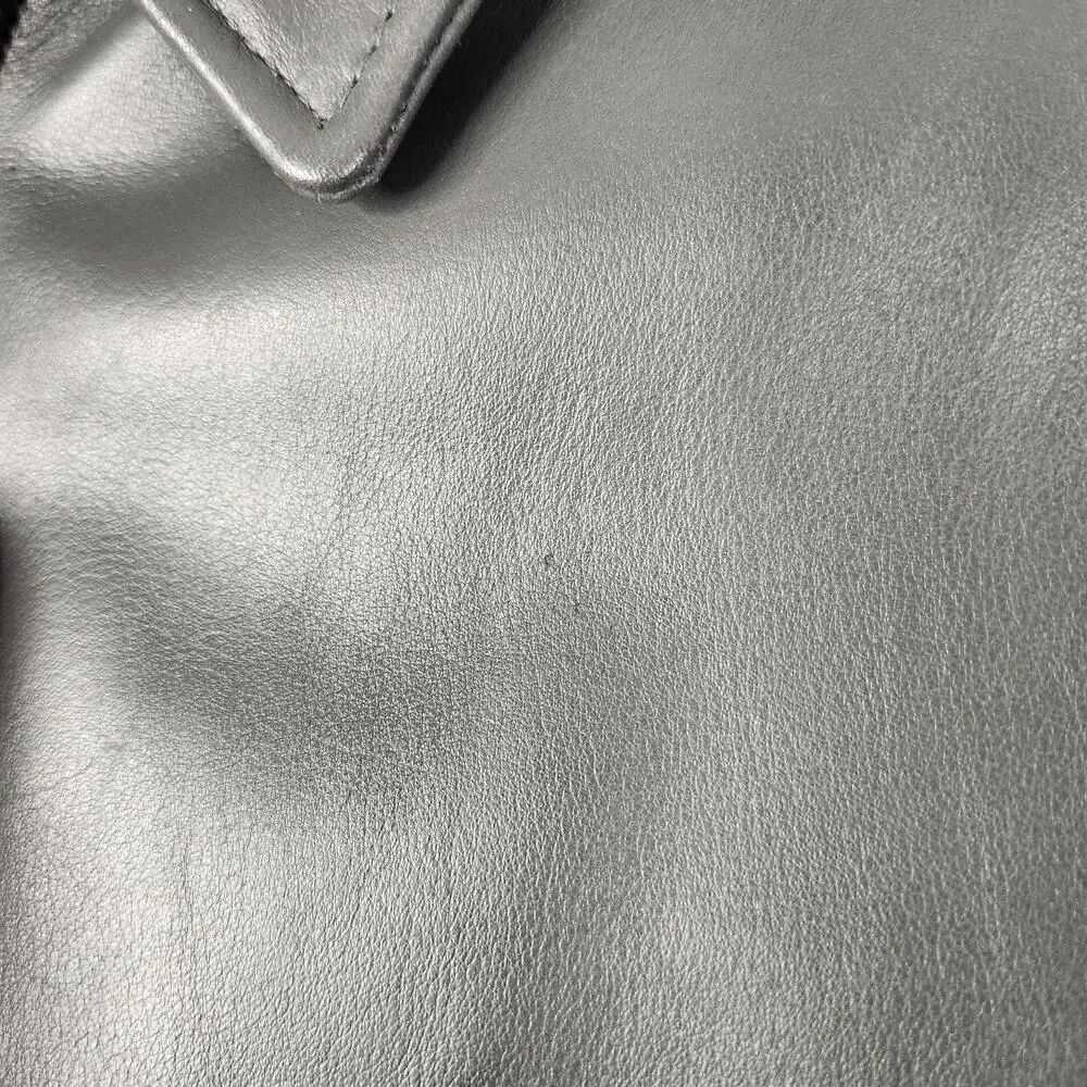 Y2K Banana Republic Leather Bomber Jacket Mens Large Gray Biker Zip Vents Lined